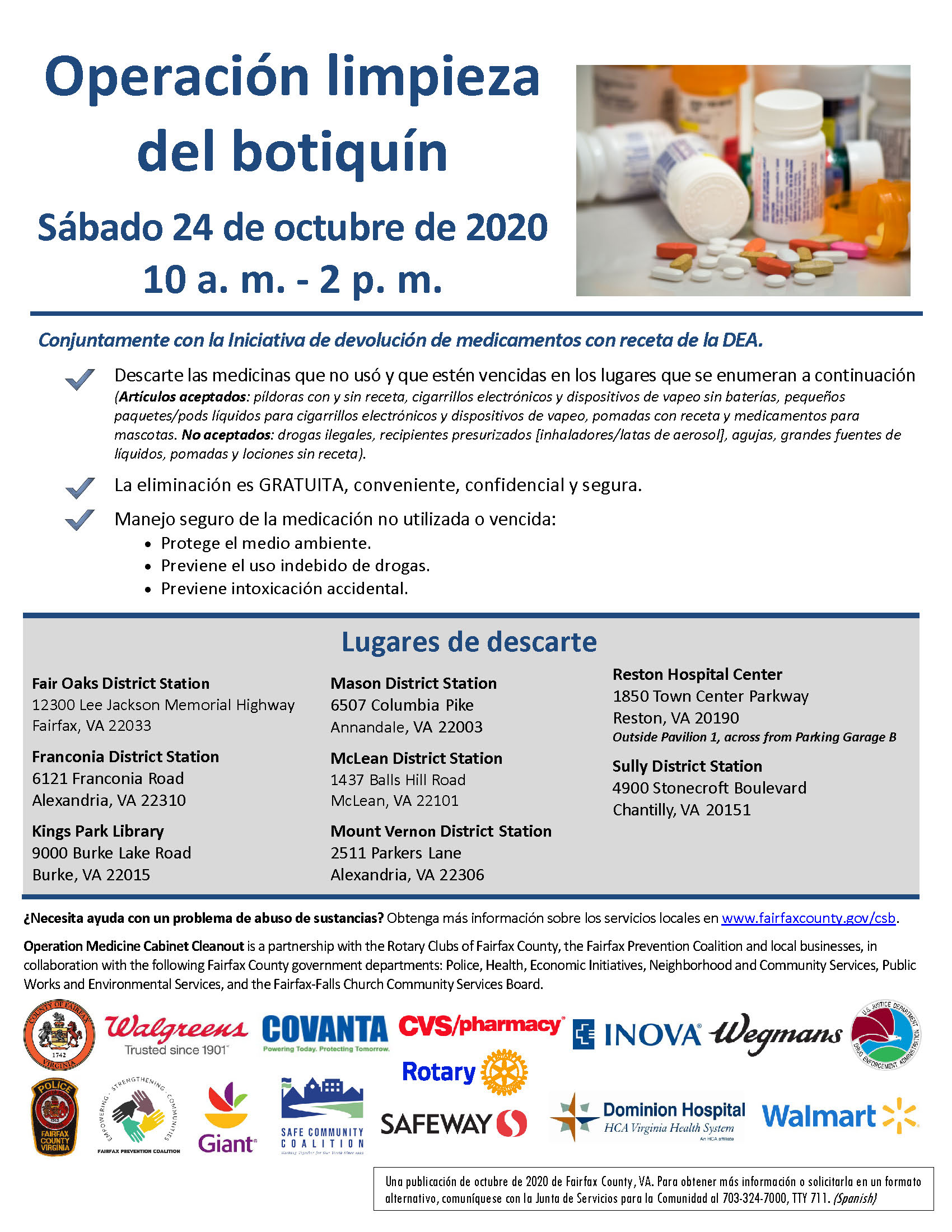Operation Medicine Cabinet Cleanout flyer - Spanish