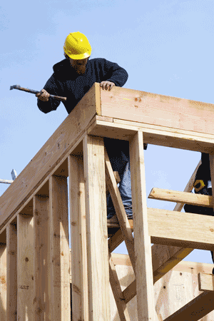 Construction worker on roof