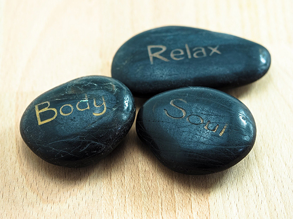 rocks with words relax, body, soul