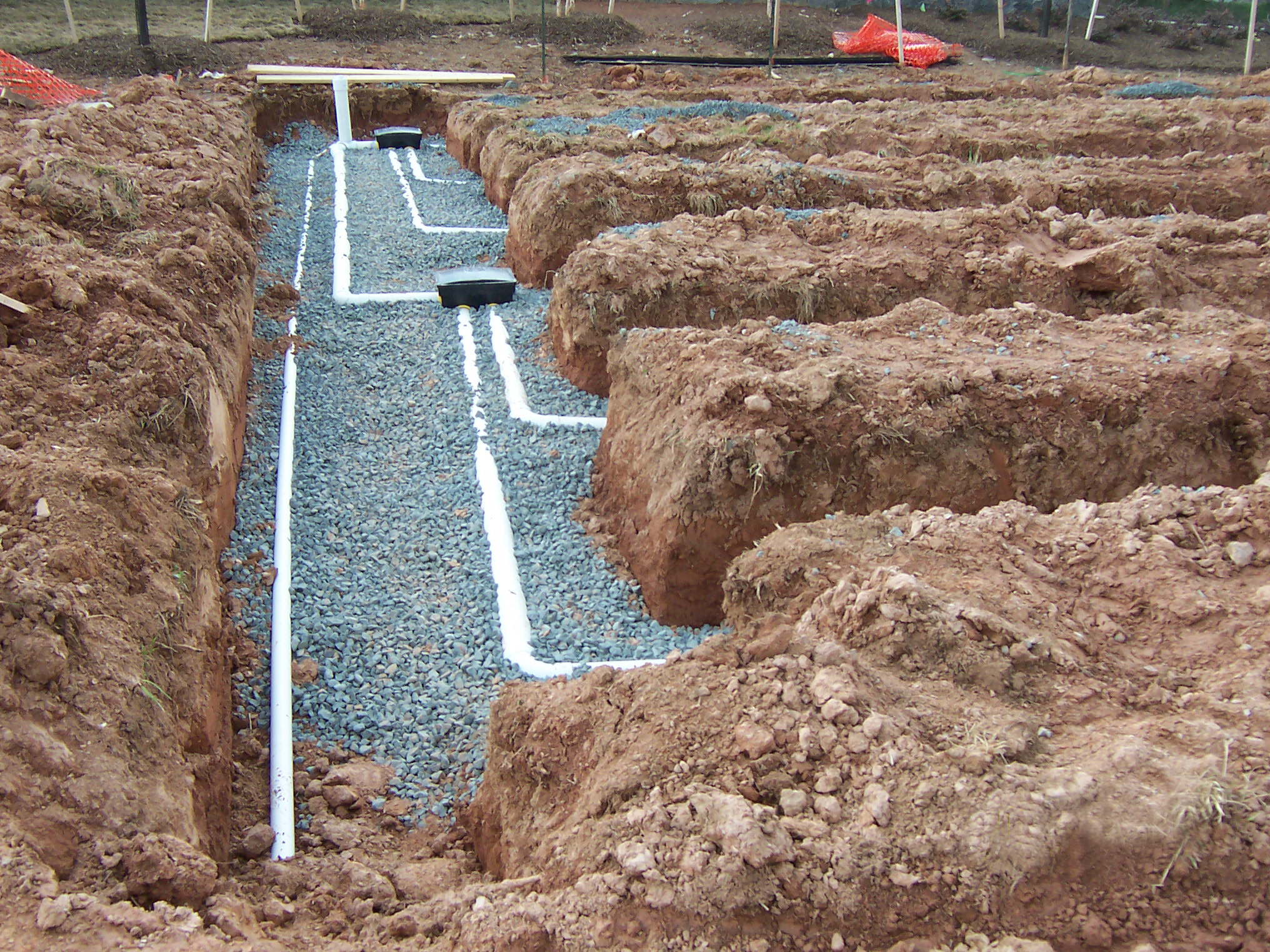 Onsite sewage system under construction