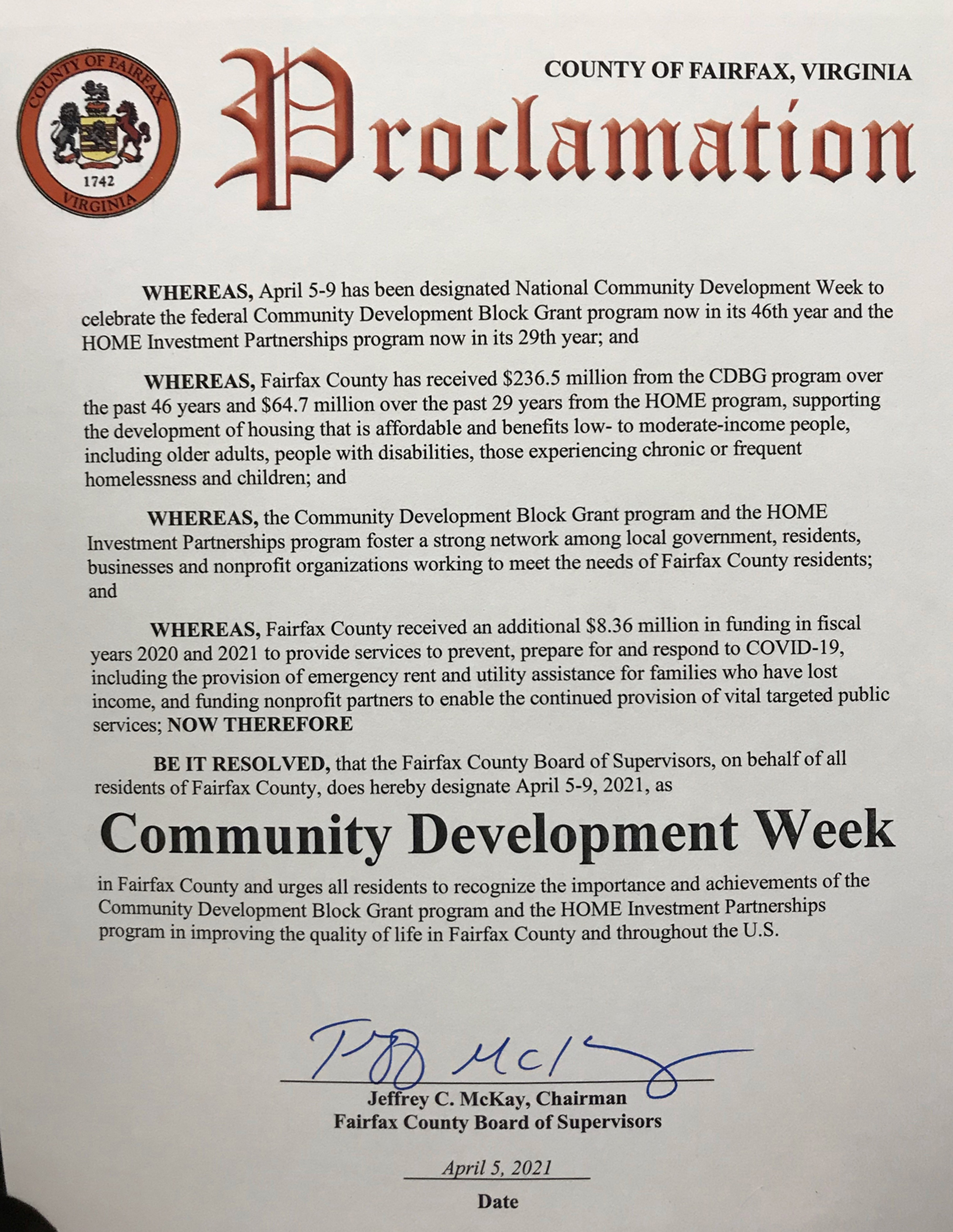 Community Development Week Proclamation