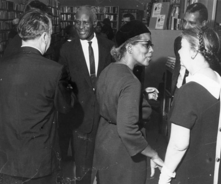 William McKinley Carter and Lillian Carter greeting others at a 1968 library function