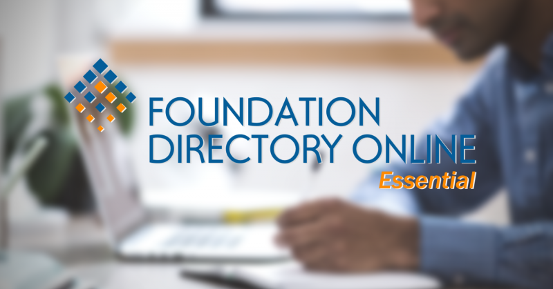 Foundation Directory Online Essential logo on home office background