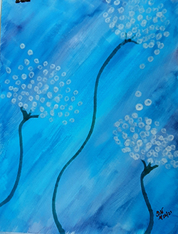 Blue painting of queen anne's lace