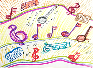 Drawing of musical notes