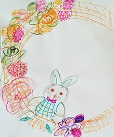 Drawing of a rabbit wreath