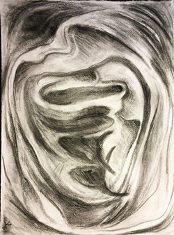 Abstract black and white charcoal drawing