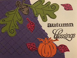 Autumn Blessing greeting card with paper cutout leaves