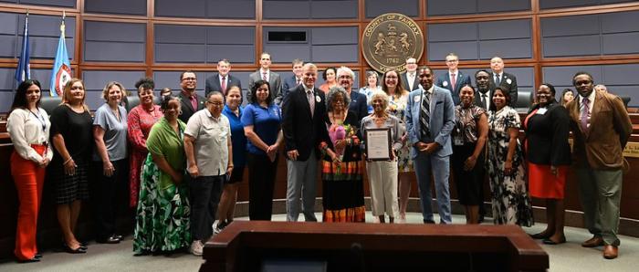 Juneteenth proclamation large group of people in auditorium