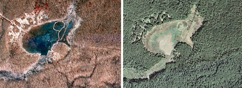 1994 and 2004 aerial views of Huntley Meadows