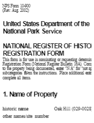 National Register of Historic Places - Oak Hill document