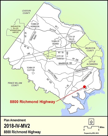 Location Map for 8800 Richmond Highway Comprehensive Plan Amendment