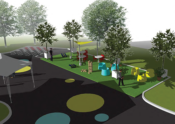 Illustration of the demonstration park in the parking lot of the Annandale Volunteer Fire Department.