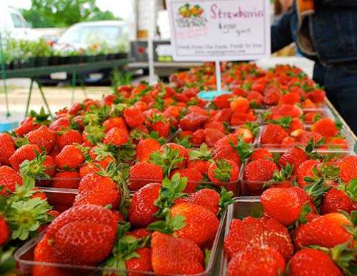 Strawberries at farmers market.