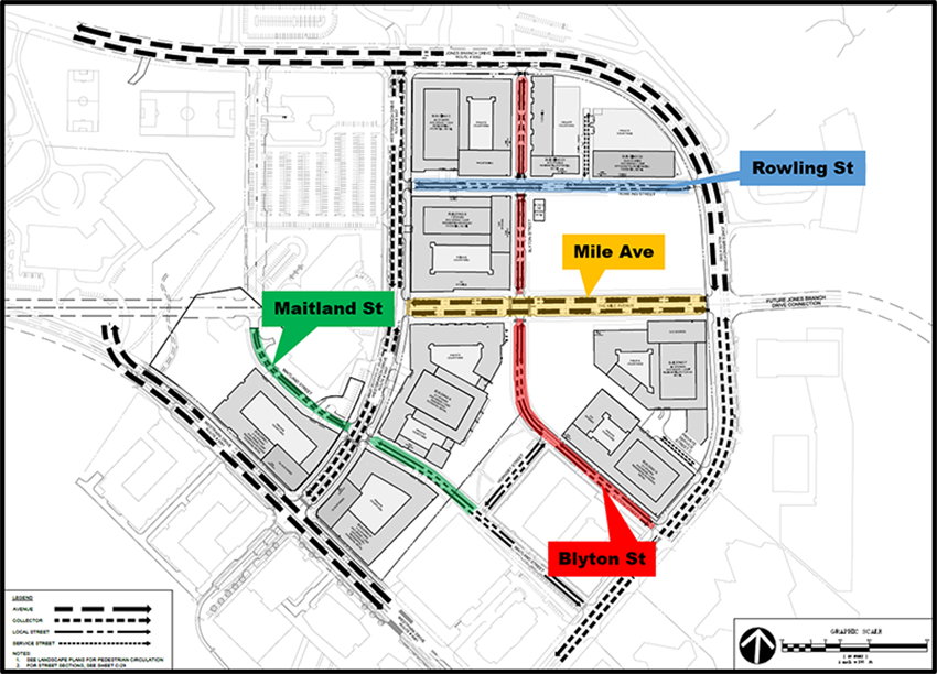 New local streets planned as part of The Mile in Tysons.