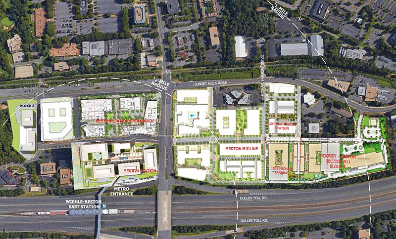 Approved development surrounding the north side of the Wiehle-Reston East Metro Station.