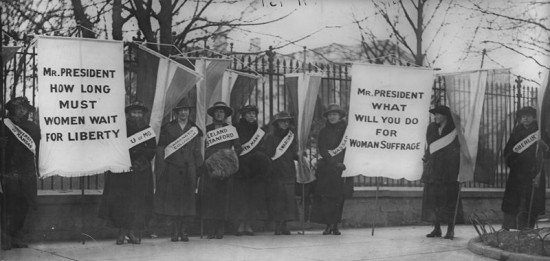 Suffragists picketting the White House.