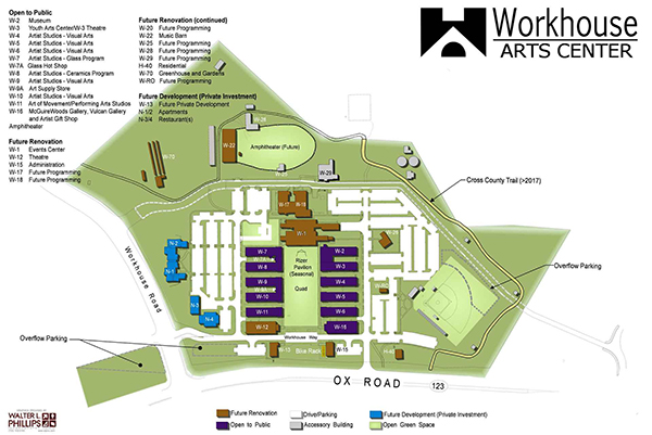 Workhouse Arts Center Site Map.