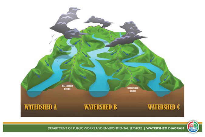 3D depiction of what is a watershed