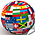 Globe with various flags representing Web site language translations