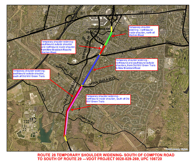 Route 28 Widening Construction Map March 2021