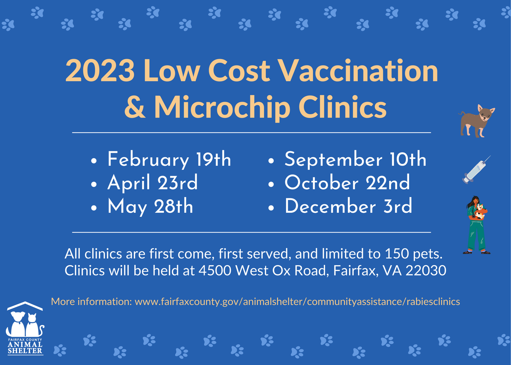 2023 Low-Cost Vaccination and Microchip Clinics schedule