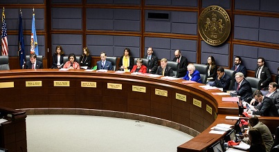 Board of Supervisors meeting in session, showing entire Board