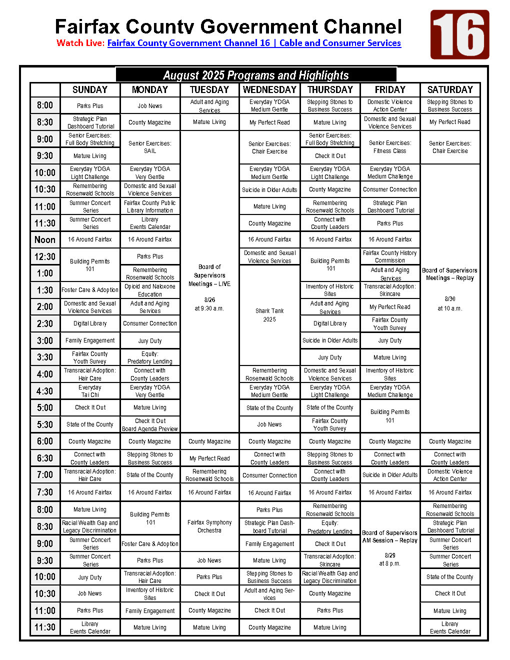 August Program Guide Page 1
