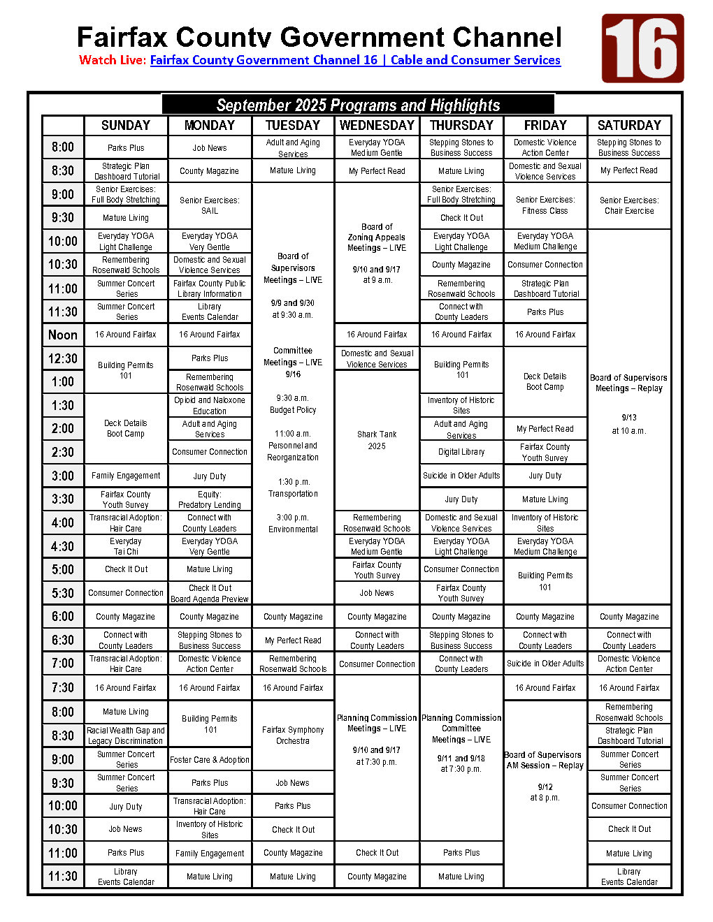 September Program Guide Page 1