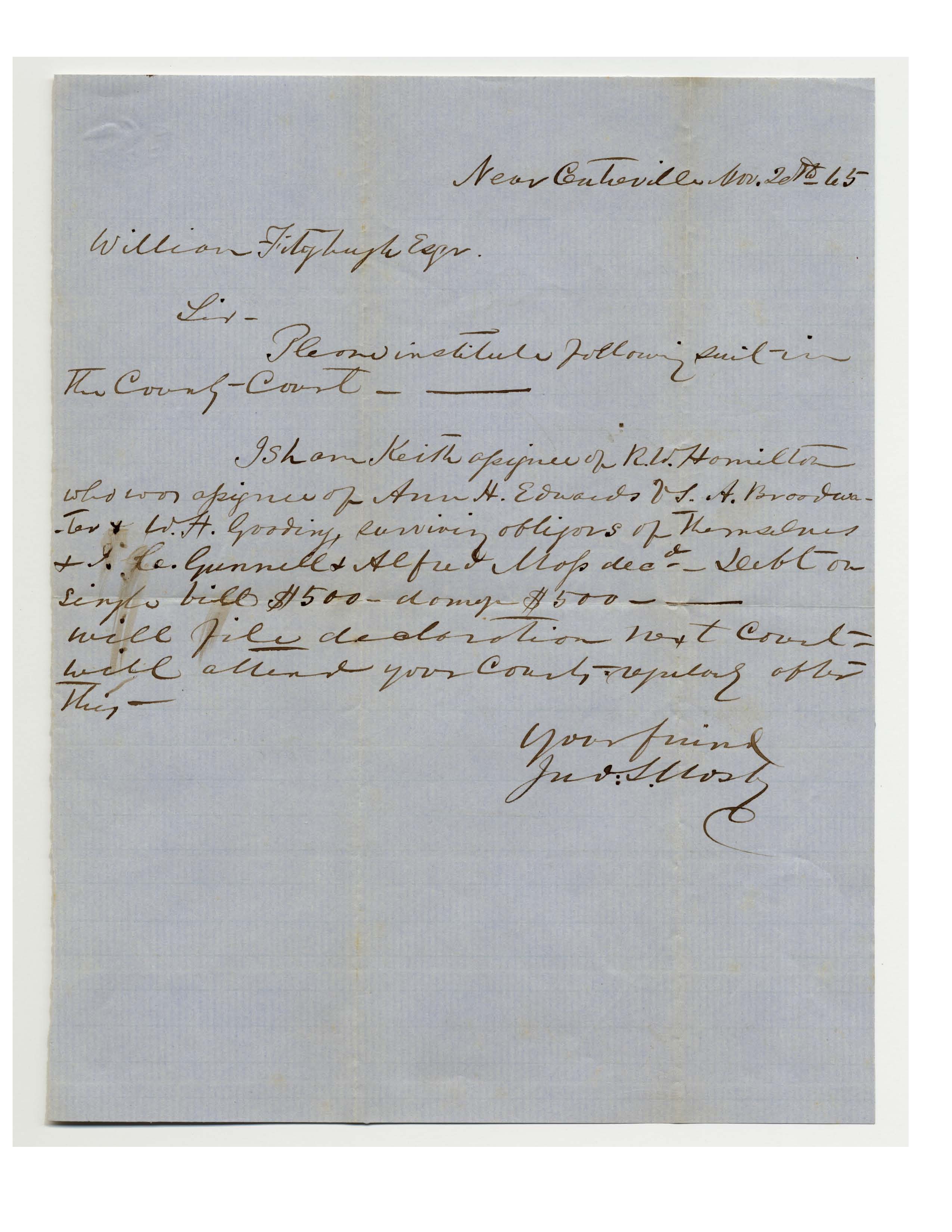 Letter from John Mosby