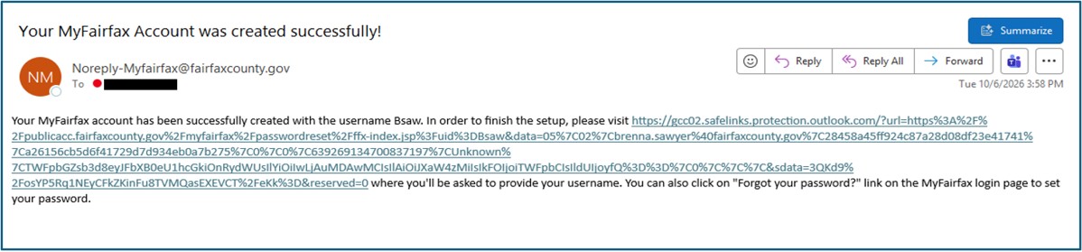 Example of Email Confirmation