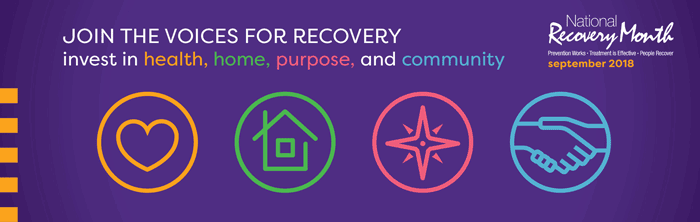 National Recovery Month. Prevention Works, Treatment is Effective, People Recover. September 2018." 