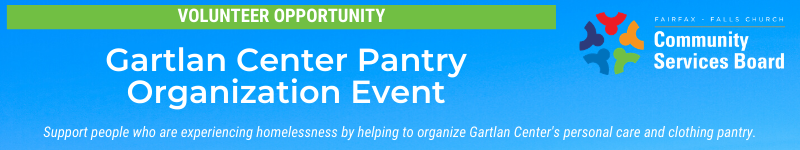 Gartlan Center pantry organization volunteer event with CSB logo