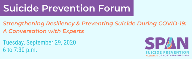 Suicide Prevention Forum with Suicide Prevention Alliance of Northern Virginia logo