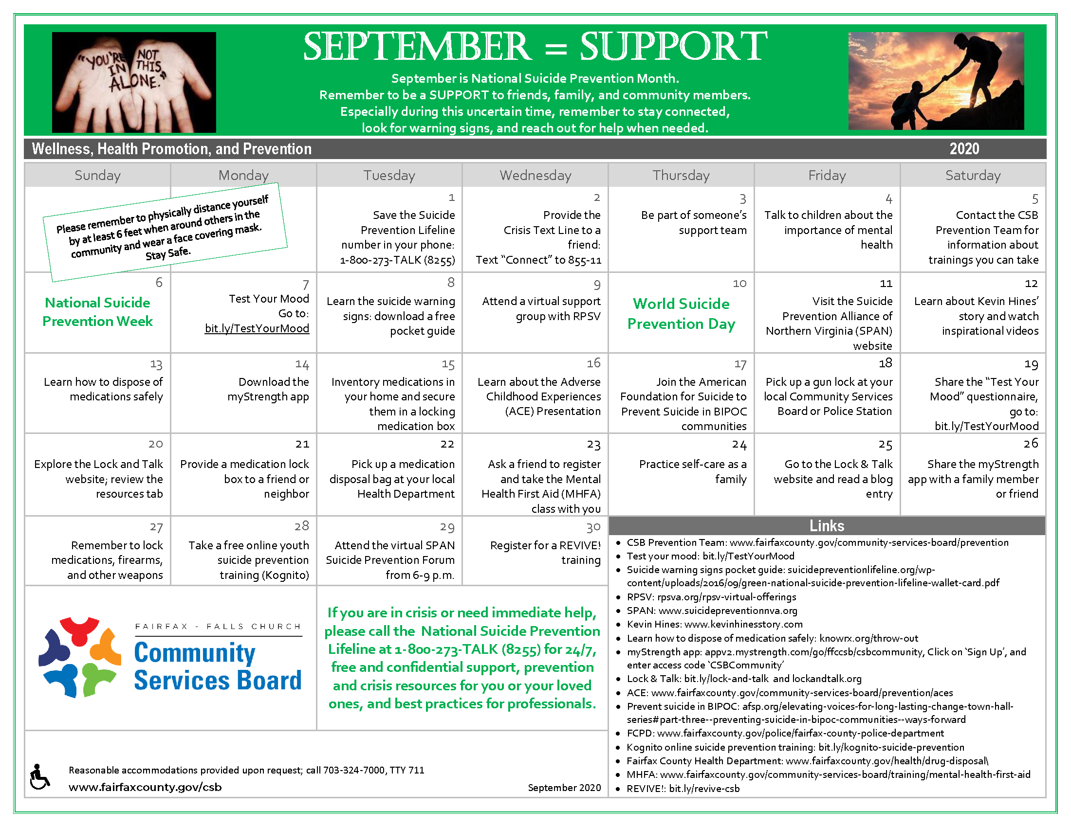 September wellness activities calendar