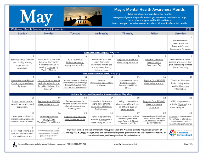 May wellness activities calendar