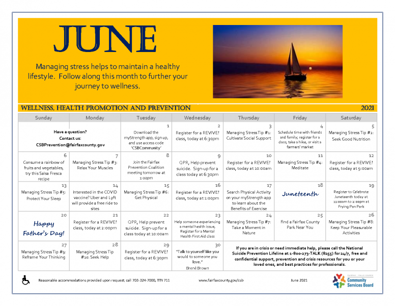 April wellness activities calendar