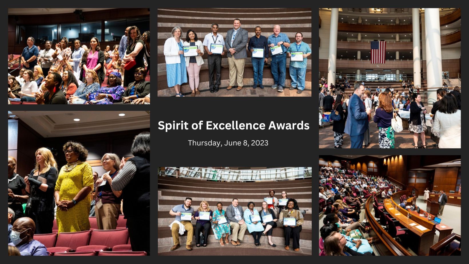 collage of individuals receiving award certificates at a ceremony