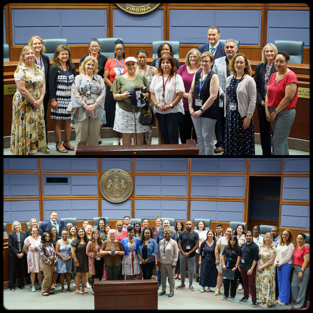 collage of groups of individuals smiling and displaying their award certificates at a ceremony