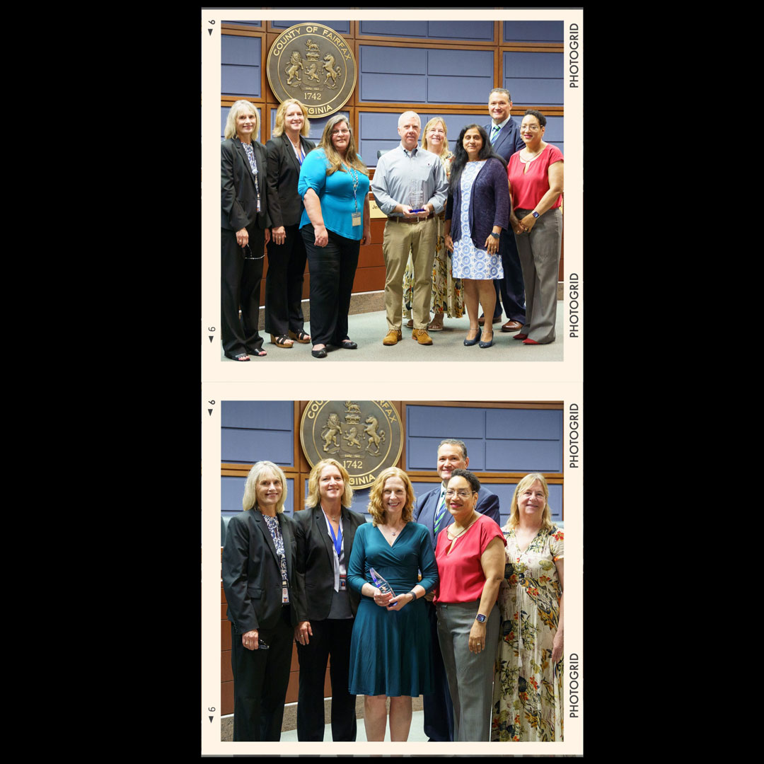 collage of groups of individuals smiling and displaying their award certificates at a ceremony
