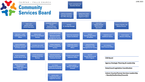 Organization chart for the CSB