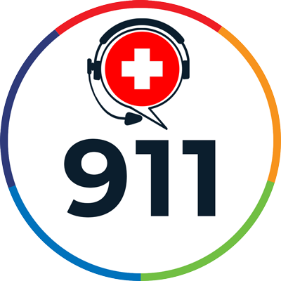 Graphic icon of the 911 emergency responder number.