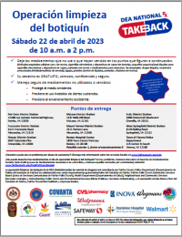 Drug Take Back Day Printable Flyer - Spanish 