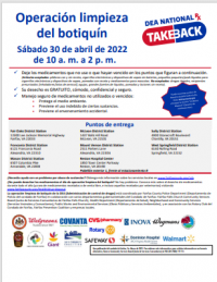 Drug Take Back Day Printable Flyer - Spanish 