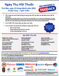 Drug Take Back Day Printable Flyer - Vietnamese