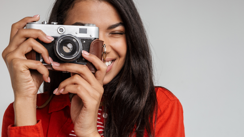 Woman holding camera