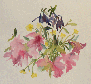 Watercolor painting of flowers