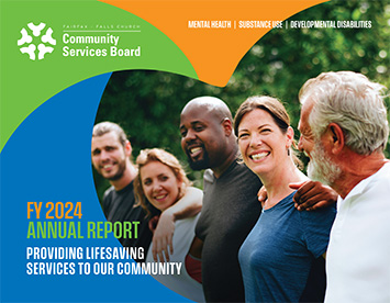 A thumbnail image of the cover of the Fiscal Year 2024 Fairfax-Falls Church Community Services Board Annual Report.