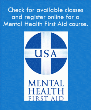Image with Mental Health First Aid logo and link to register