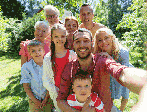 Selfie of multigenerational family